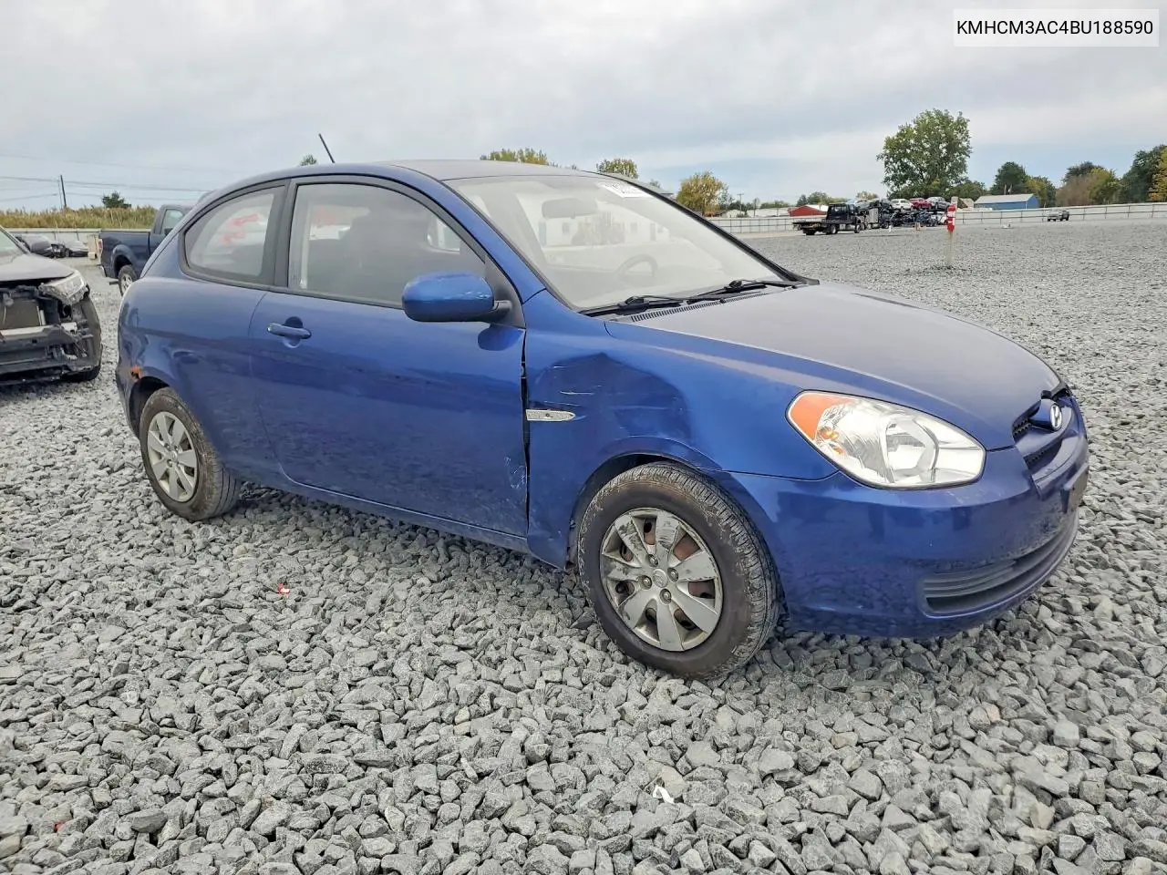 2011 HYUNDAI ACCENT VIN KMHCM3AC4BU188590 — фото 4