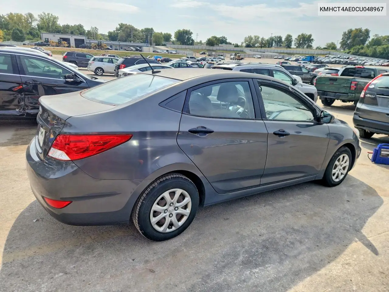 2012 HYUNDAI ACCENT VIN KMHCT4AE0CU048967 — фото 3
