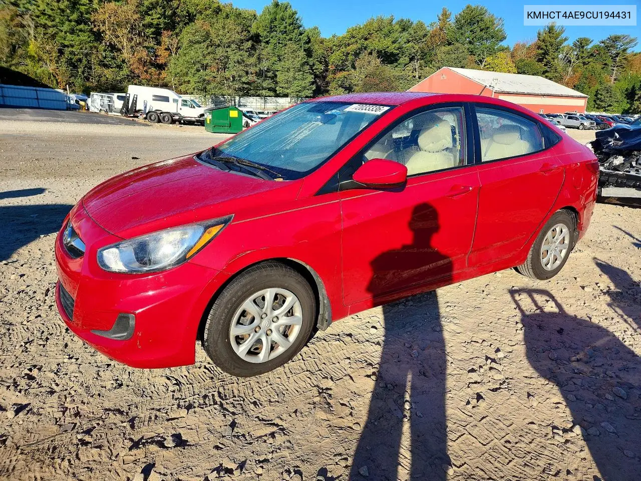 HYUNDAI ACCENT 2012, VIN KMHCT4AE9CU194431