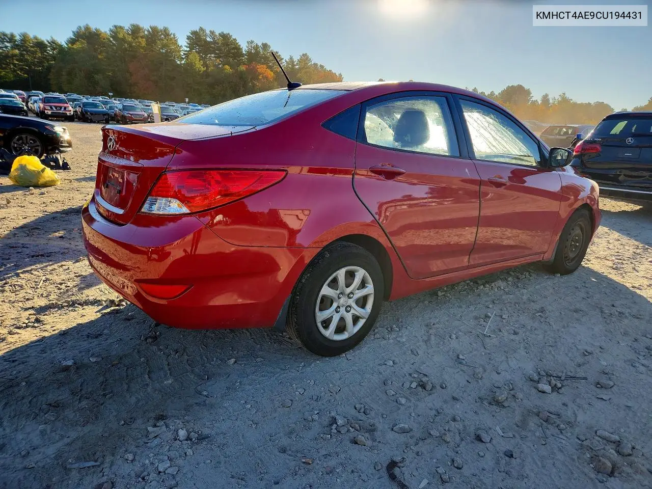 2012 HYUNDAI ACCENT VIN KMHCT4AE9CU194431 — фото 3