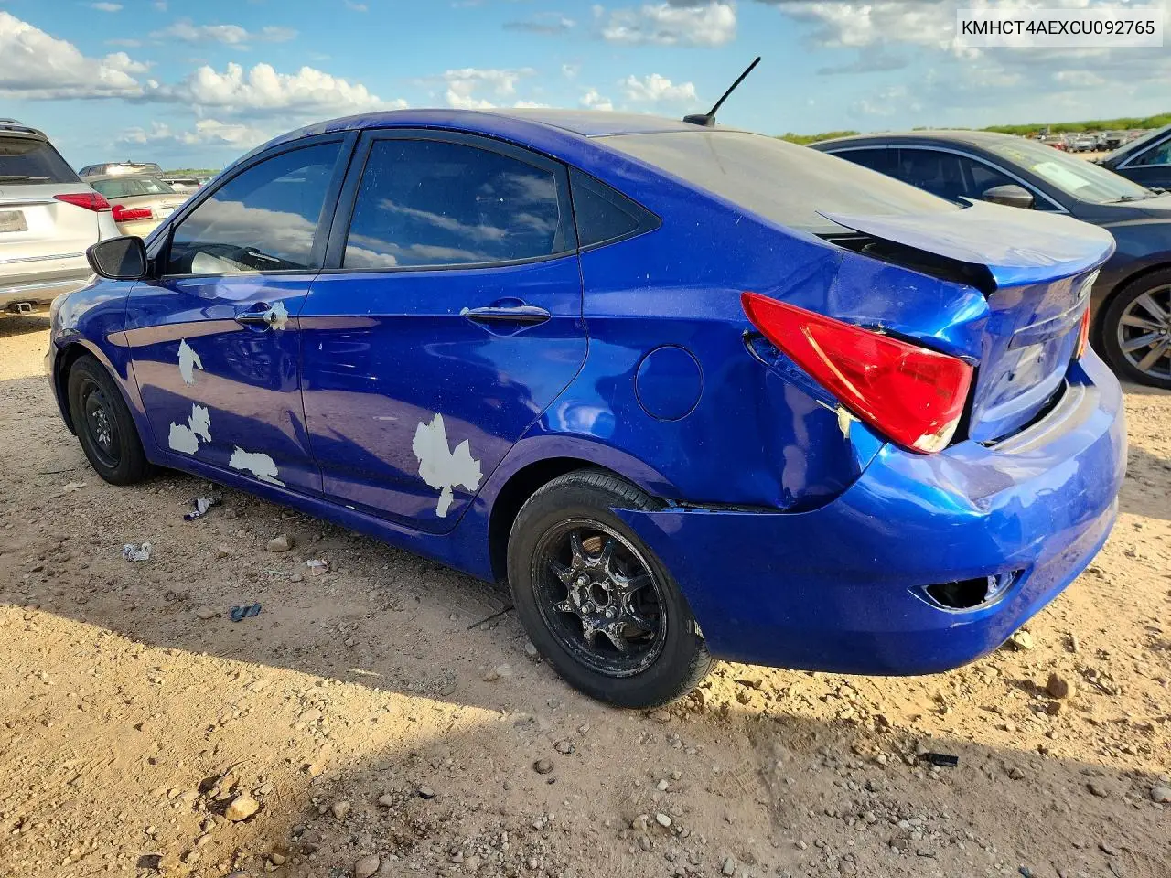 2012 HYUNDAI ACCENT VIN KMHCT4AEXCU092765 — фото 2
