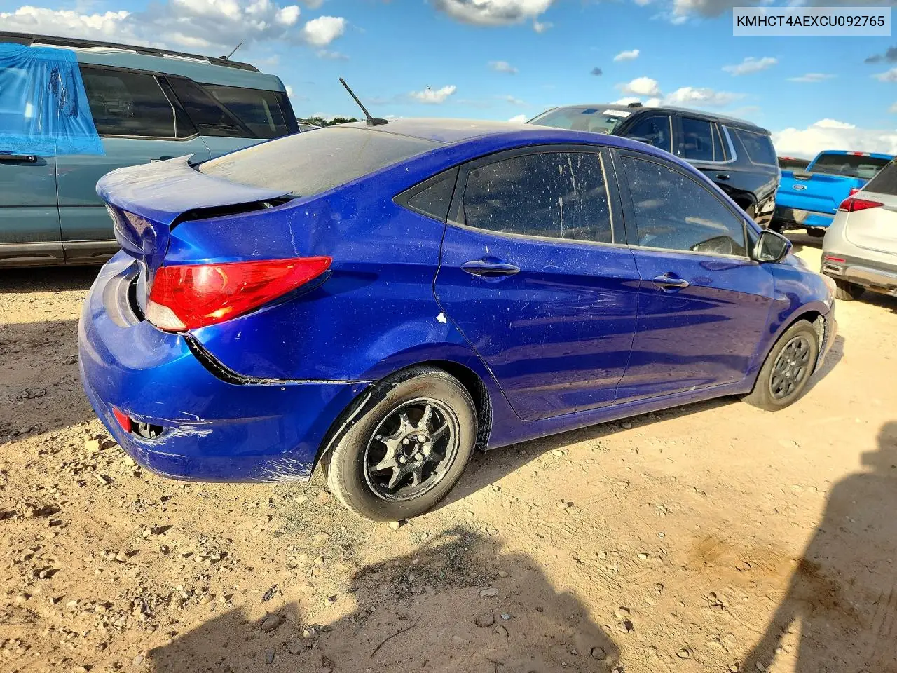 2012 HYUNDAI ACCENT VIN KMHCT4AEXCU092765 — фото 3