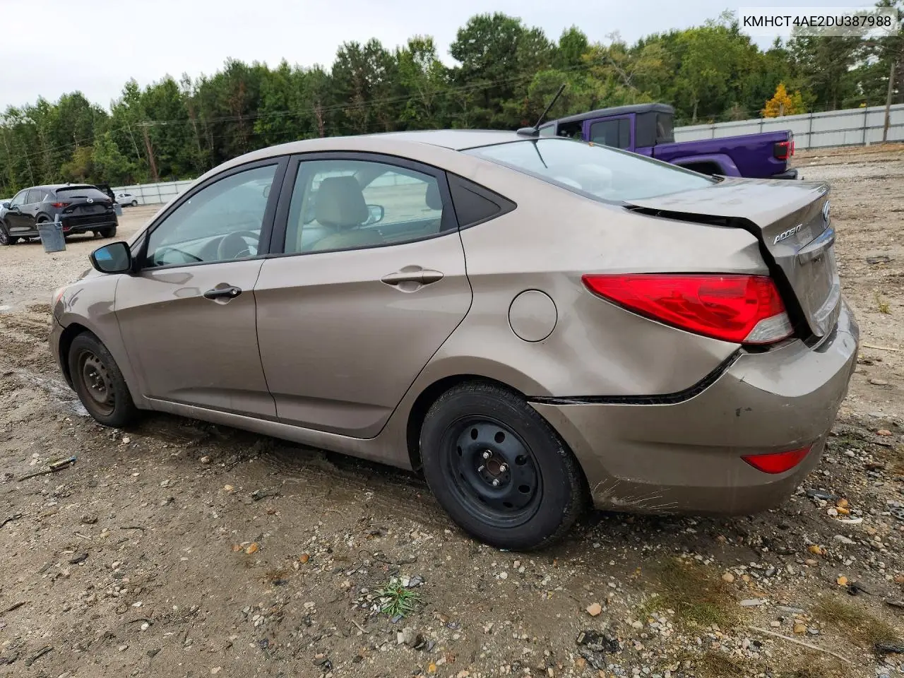 2013 HYUNDAI ACCENT VIN KMHCT4AE2DU387988 — фото 2