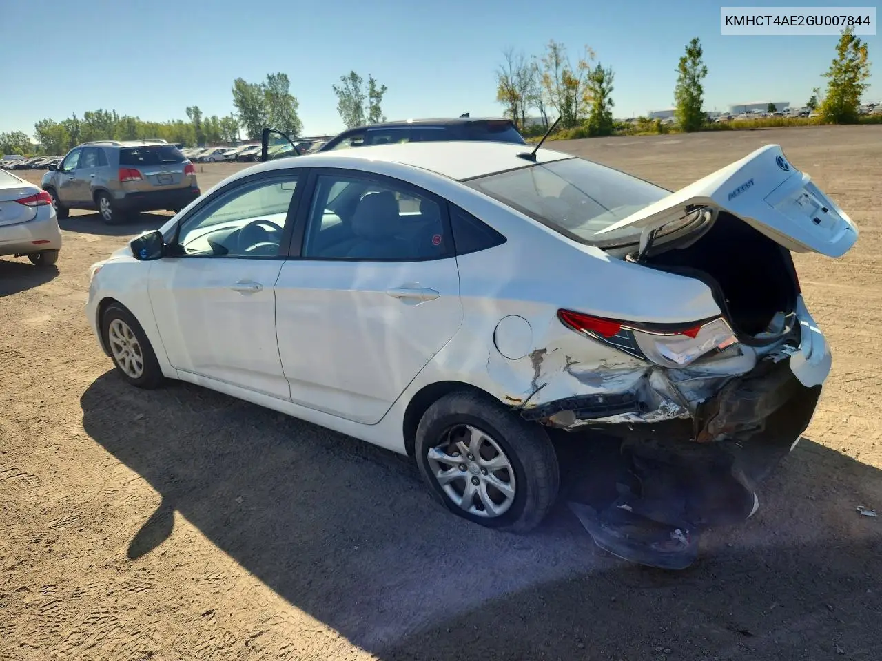 2016 HYUNDAI ACCENT VIN KMHCT4AE2GU007844 — фото 2