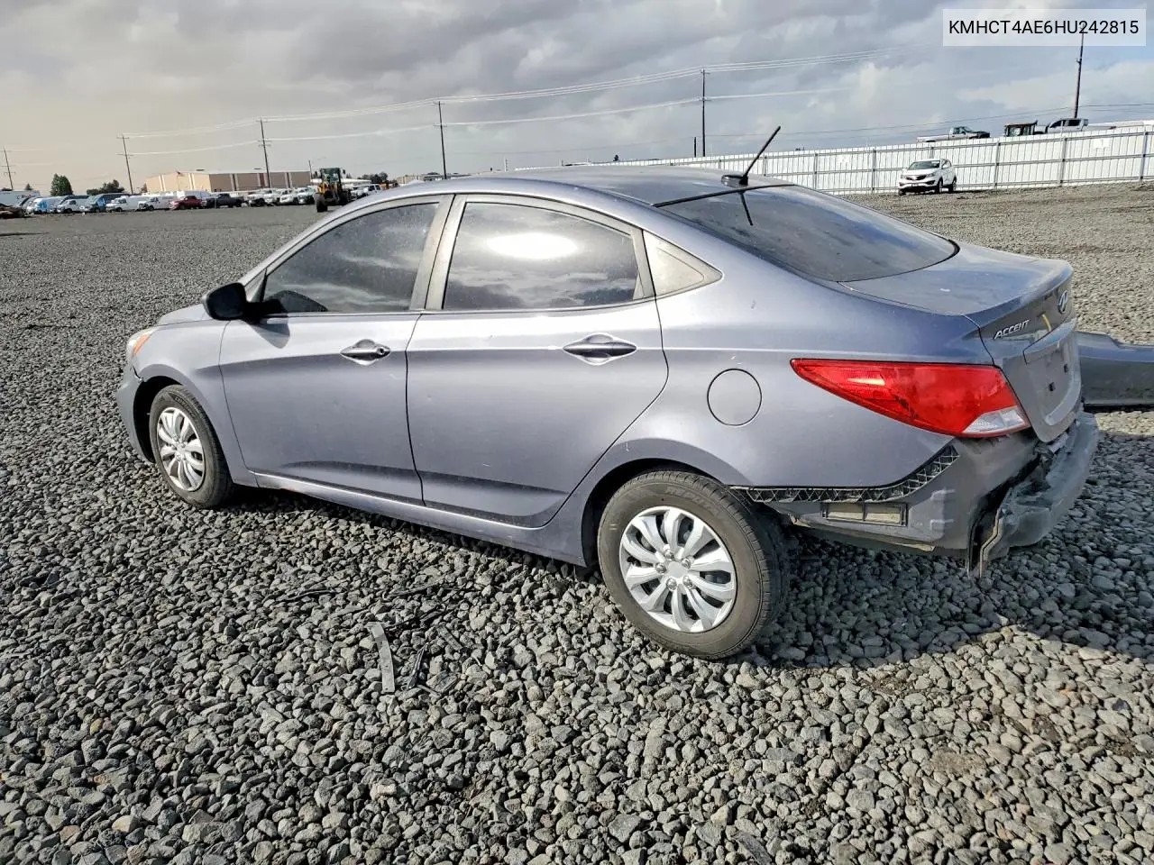 2017 HYUNDAI ACCENT VIN KMHCT4AE6HU242815 — фото 2