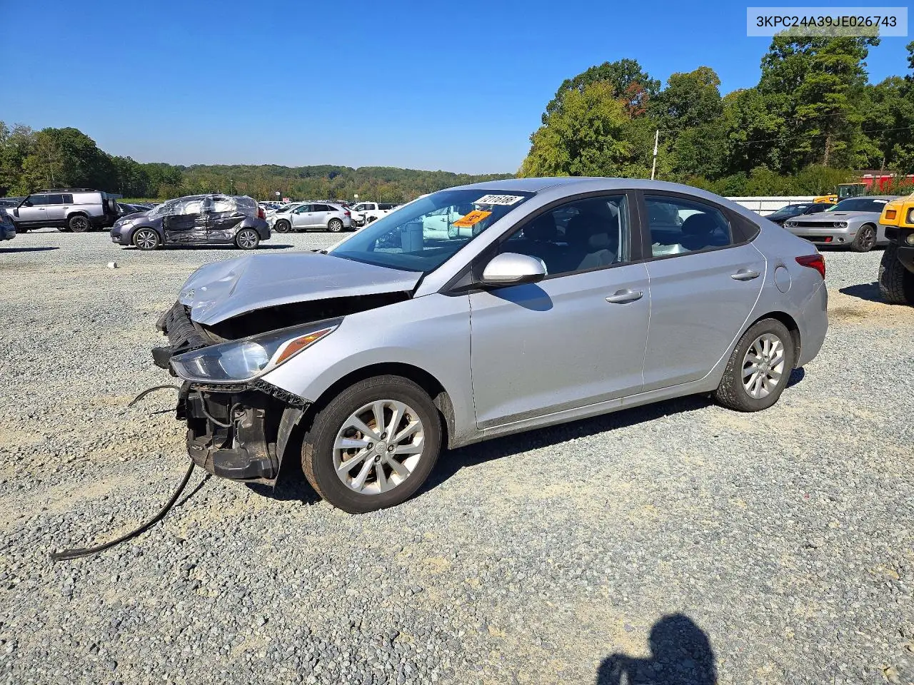 HYUNDAI ACCENT 2018, VIN 3KPC24A39JE026743