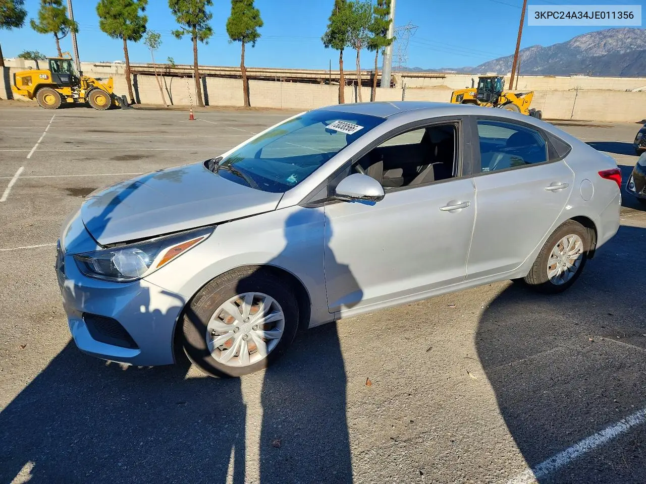 HYUNDAI ACCENT 2018, VIN 3KPC24A34JE011356