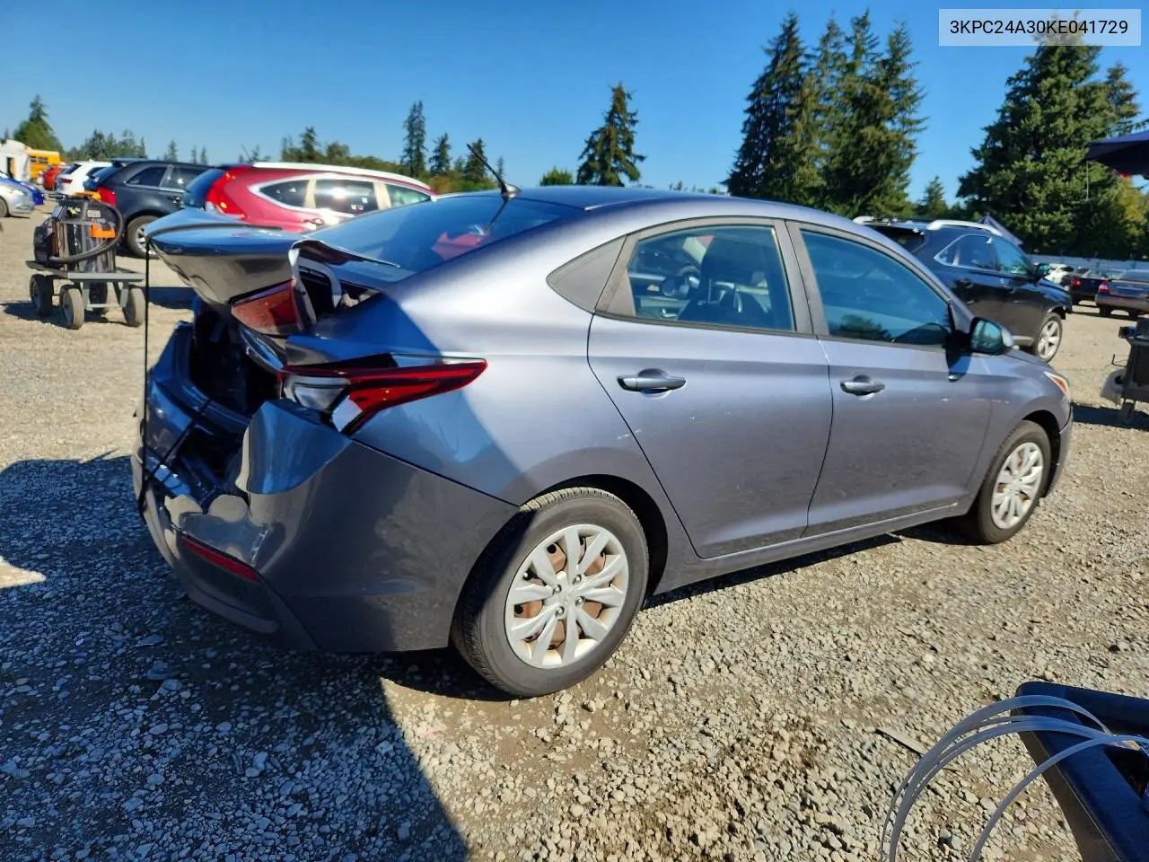 2019 HYUNDAI ACCENT VIN 3KPC24A30KE041729 — фото 3