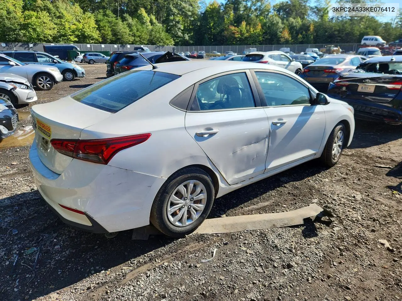 2019 HYUNDAI ACCENT VIN 3KPC24A33KE076412 — фото 3