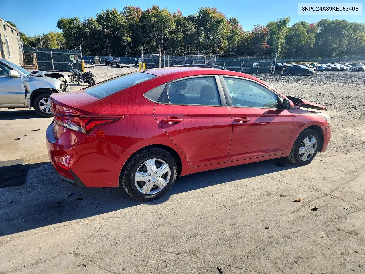2019 HYUNDAI ACCENT VIN 3KPC24A39KE063406 — фото 3
