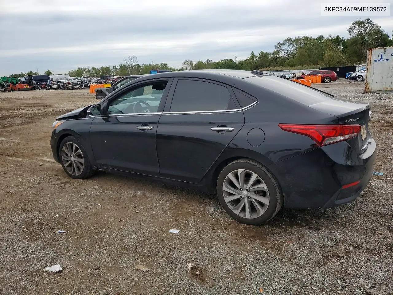 2021 HYUNDAI ACCENT VIN 3KPC34A69ME139572 — фото 2