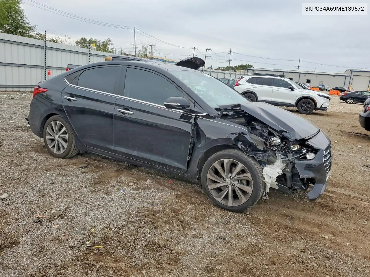 2021 HYUNDAI ACCENT VIN 3KPC34A69ME139572 — фото 4