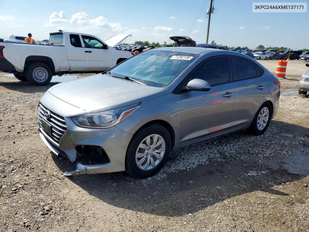 HYUNDAI ACCENT 2021, VIN 3KPC24A6XME137171