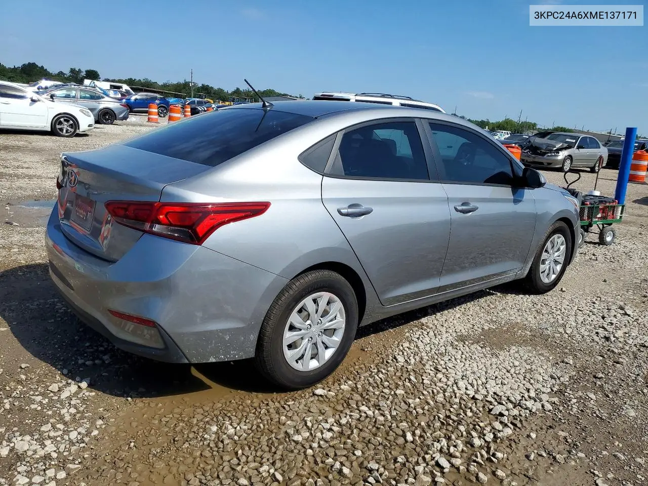 2021 HYUNDAI ACCENT VIN 3KPC24A6XME137171 — фото 3