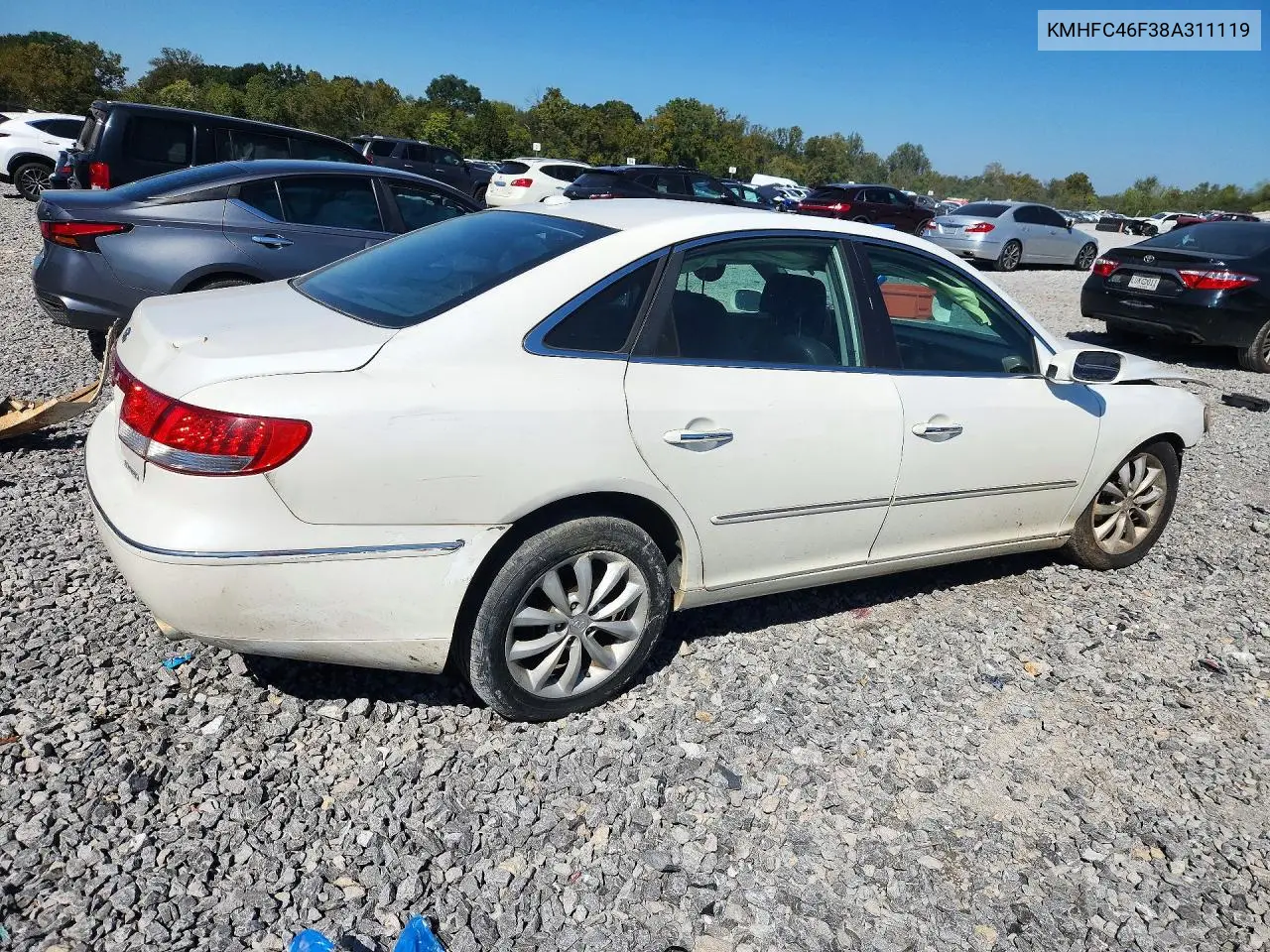 2008 HYUNDAI AZERA VIN KMHFC46F38A311119 — фото 3