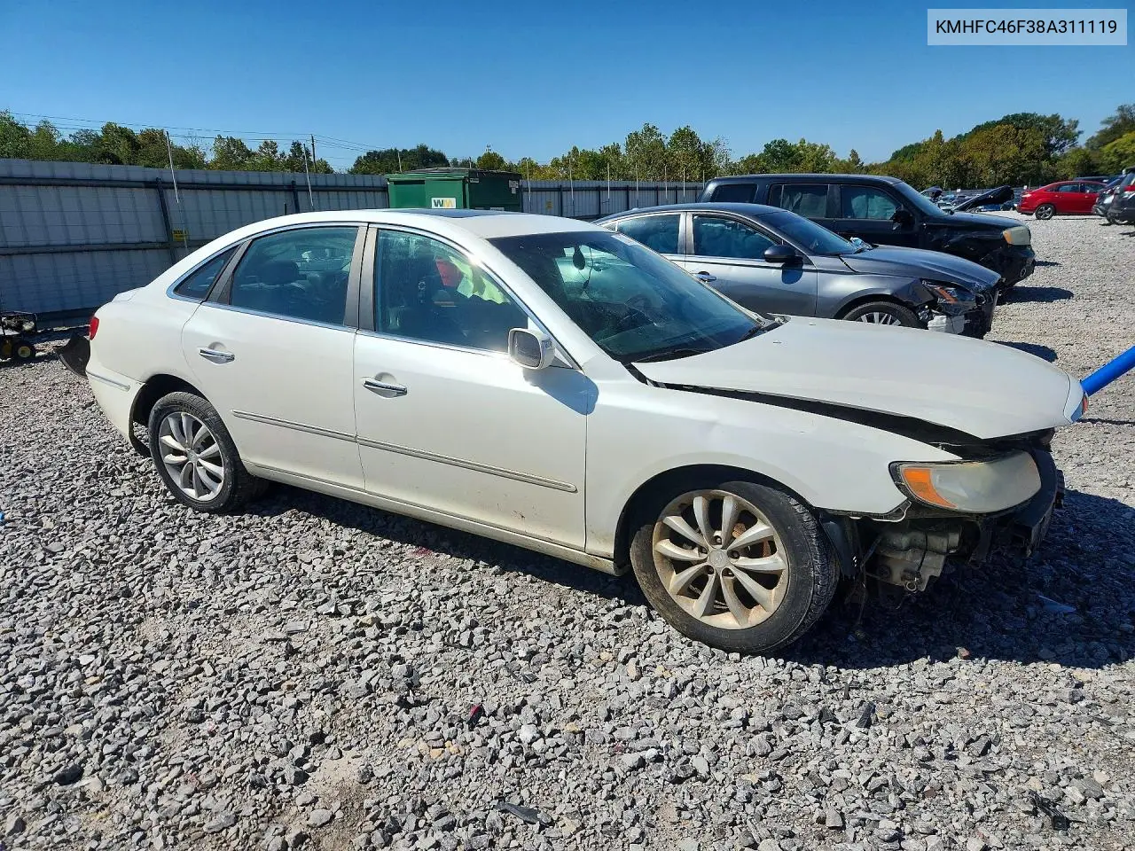 2008 HYUNDAI AZERA VIN KMHFC46F38A311119 — фото 4