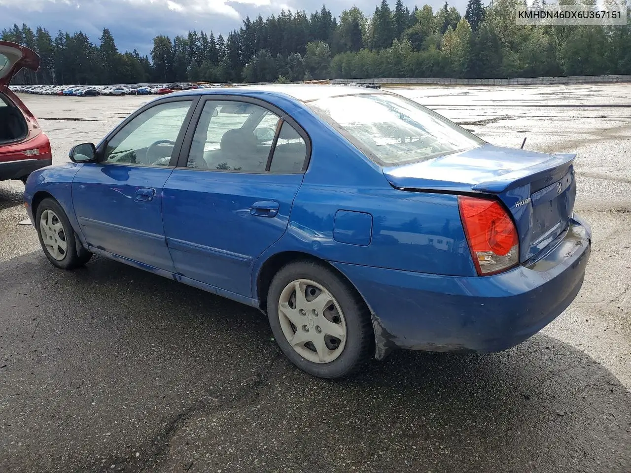 2006 HYUNDAI ELANTRA VIN KMHDN46DX6U367151 — фото 2