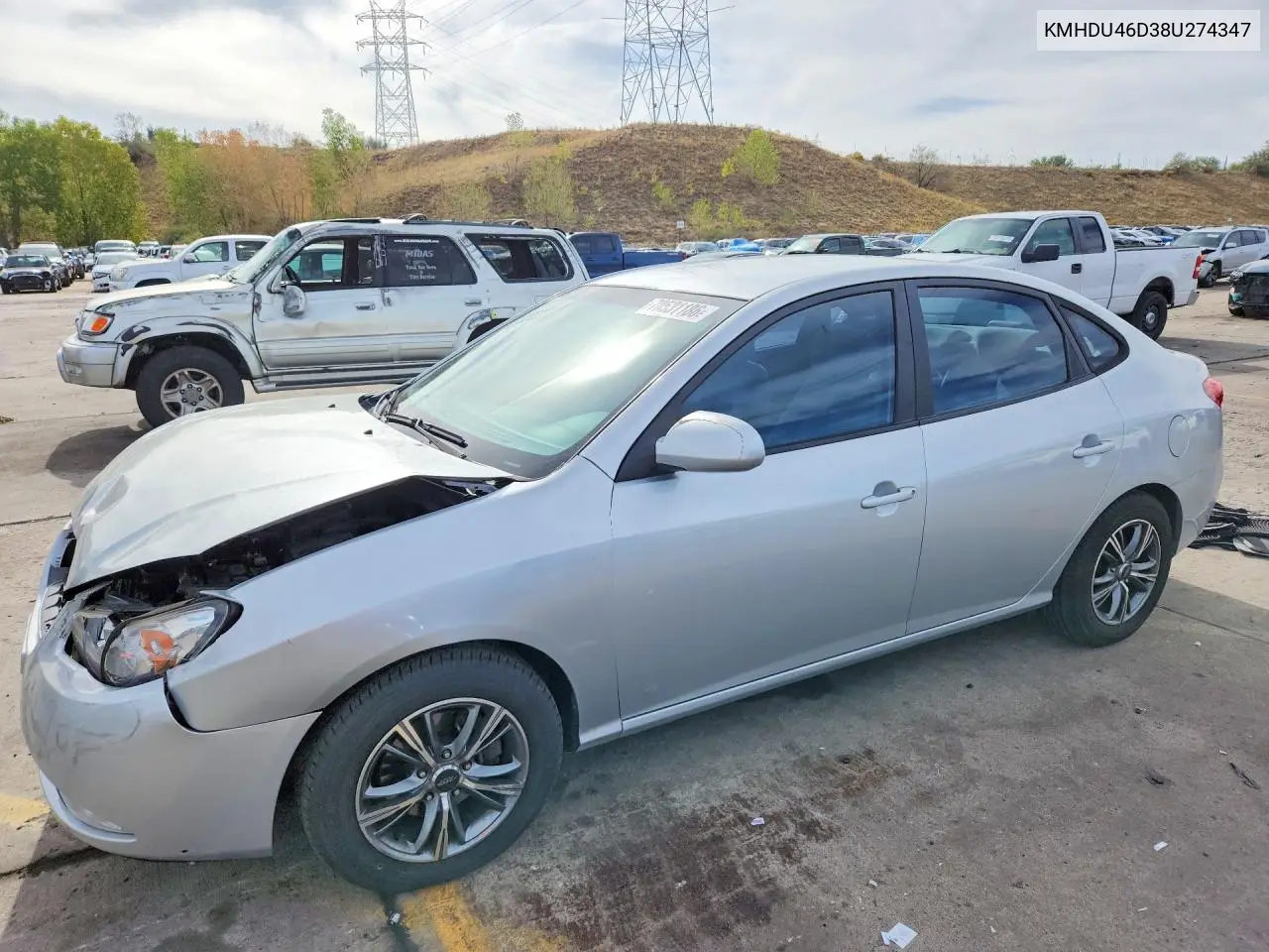 HYUNDAI ELANTRA 2008, VIN KMHDU46D38U274347