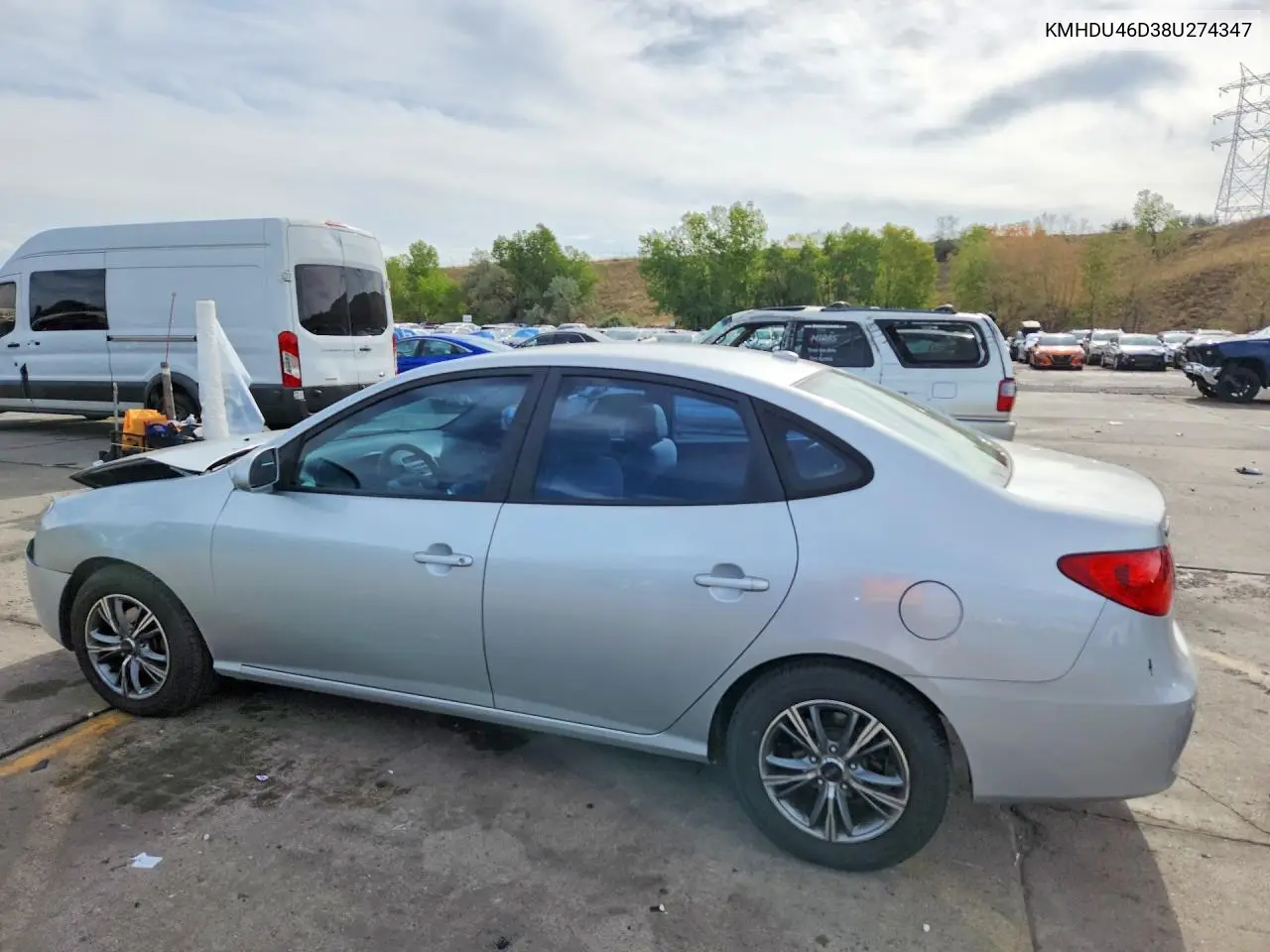 2008 HYUNDAI ELANTRA VIN KMHDU46D38U274347 — фото 2