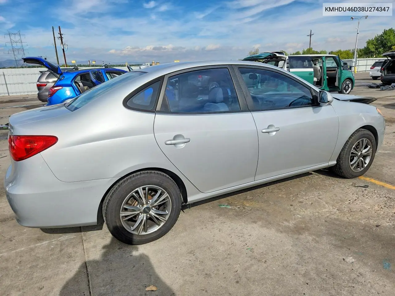 2008 HYUNDAI ELANTRA VIN KMHDU46D38U274347 — фото 3