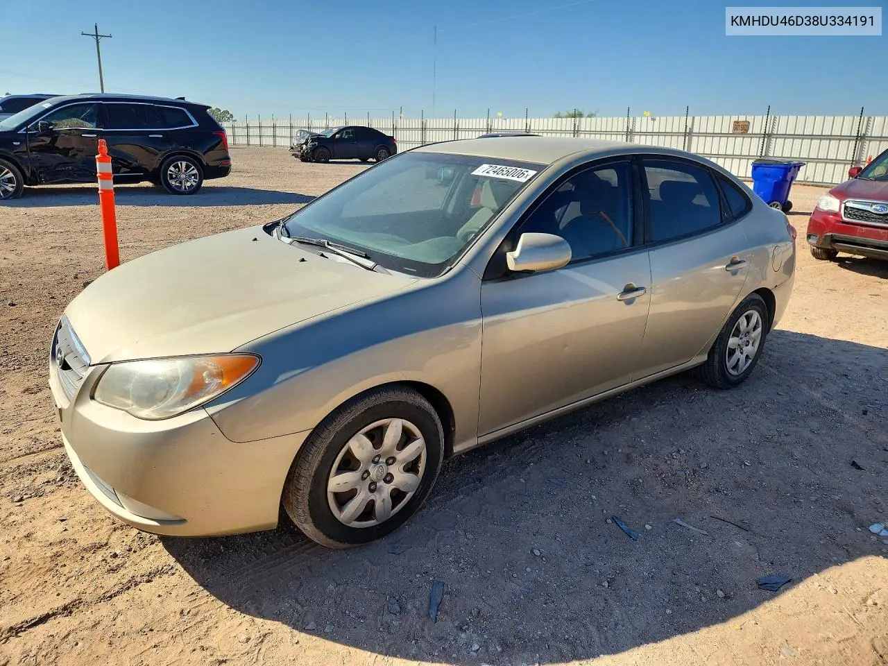 HYUNDAI ELANTRA 2008, VIN KMHDU46D38U334191