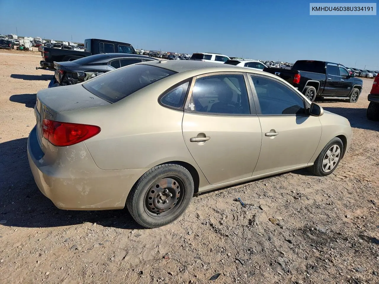 2008 HYUNDAI ELANTRA VIN KMHDU46D38U334191 — фото 3