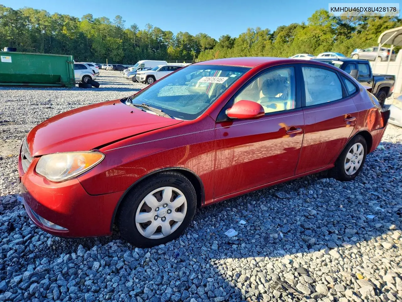 HYUNDAI ELANTRA 2008, VIN KMHDU46DX8U428178