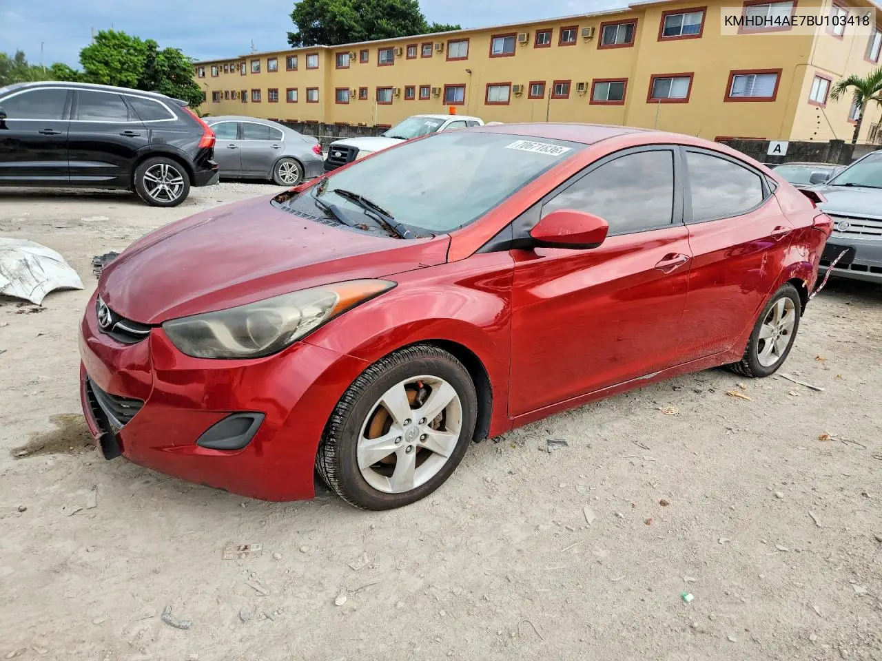 HYUNDAI ELANTRA 2011, VIN KMHDH4AE7BU103418