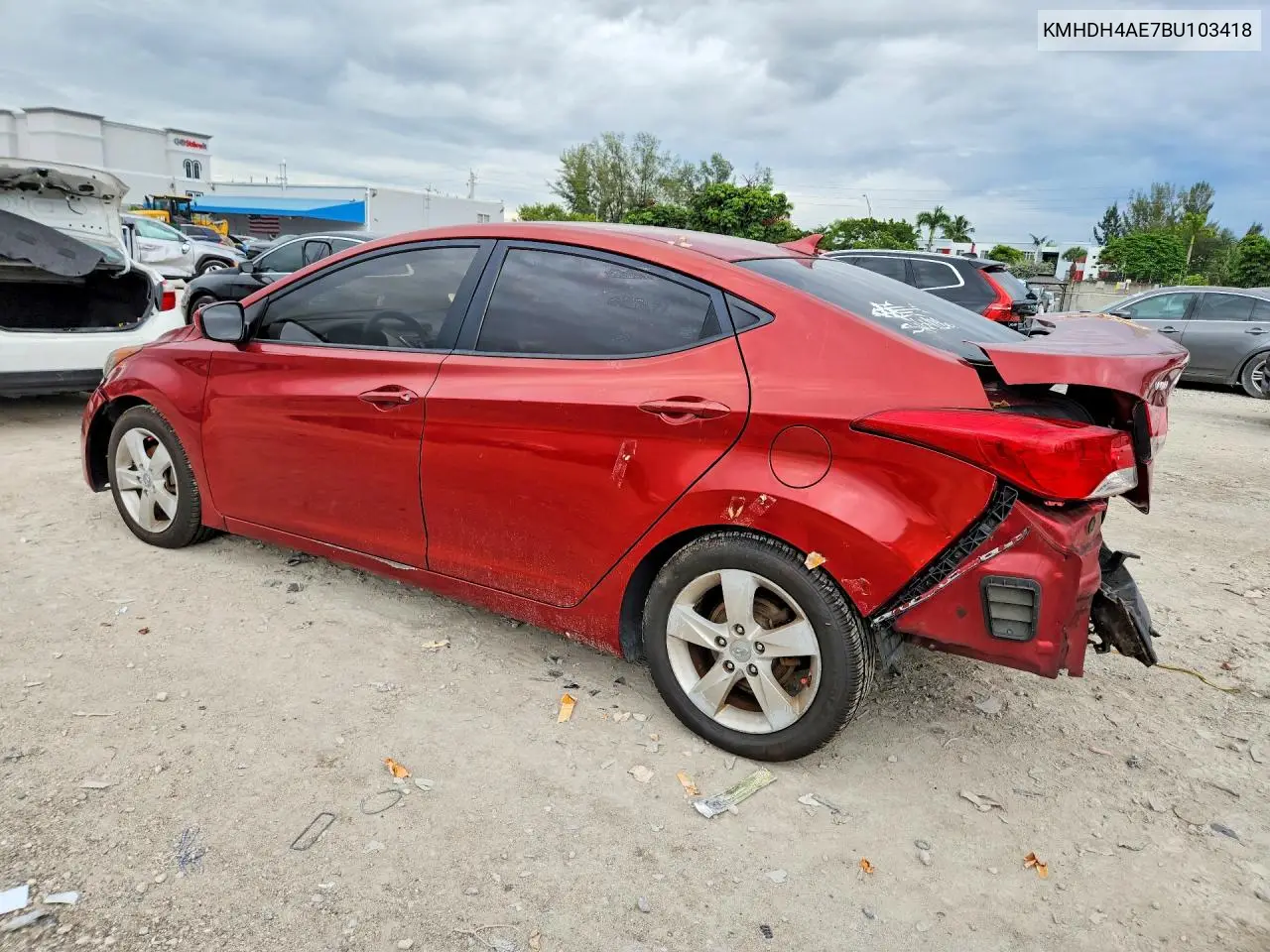 2011 HYUNDAI ELANTRA VIN KMHDH4AE7BU103418 — фото 2