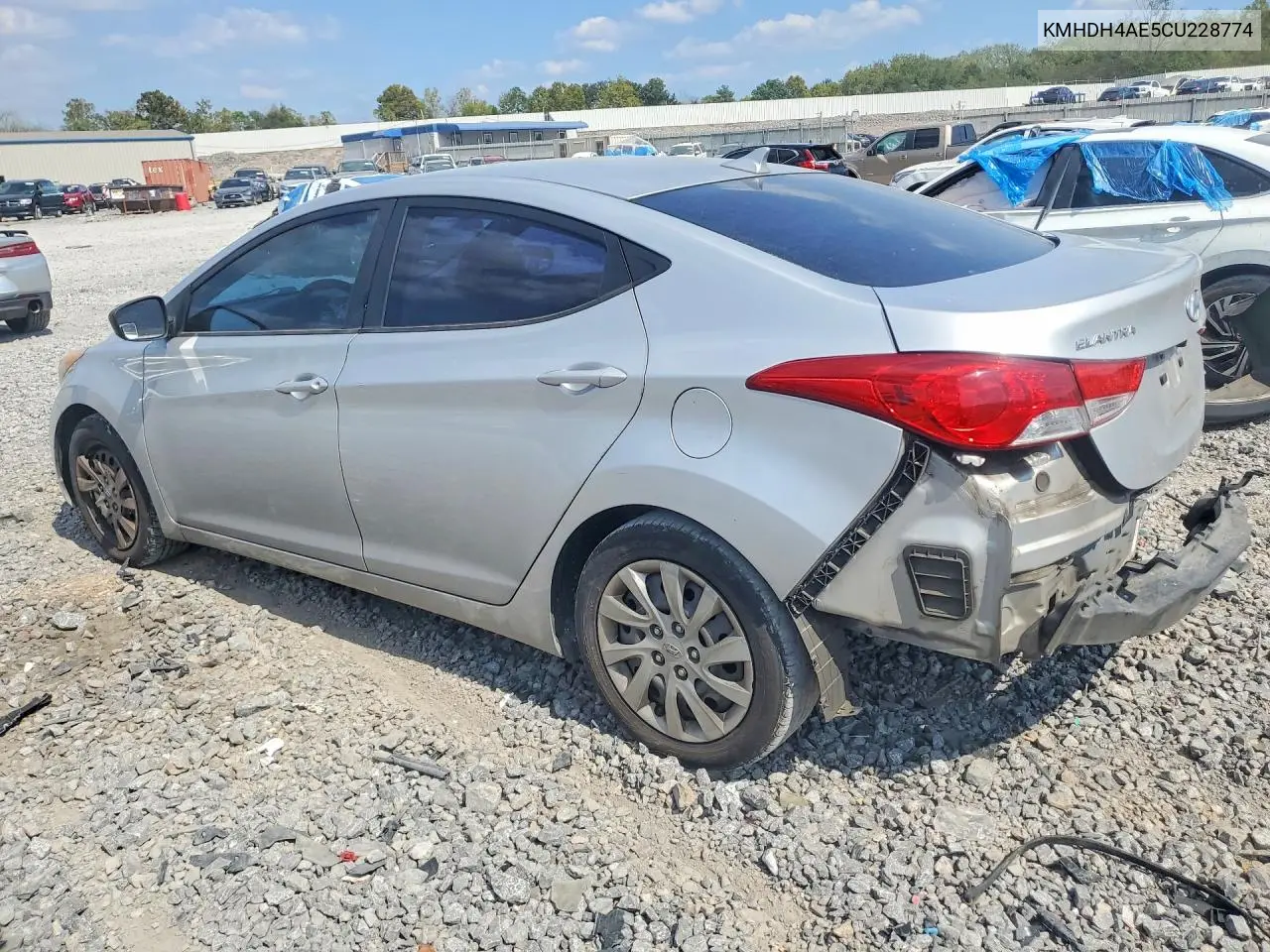 2012 HYUNDAI ELANTRA VIN KMHDH4AE5CU228774 — фото 2