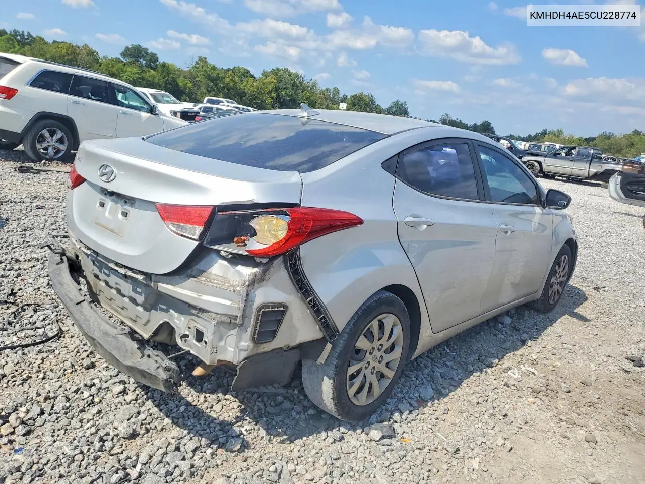2012 HYUNDAI ELANTRA VIN KMHDH4AE5CU228774 — фото 3