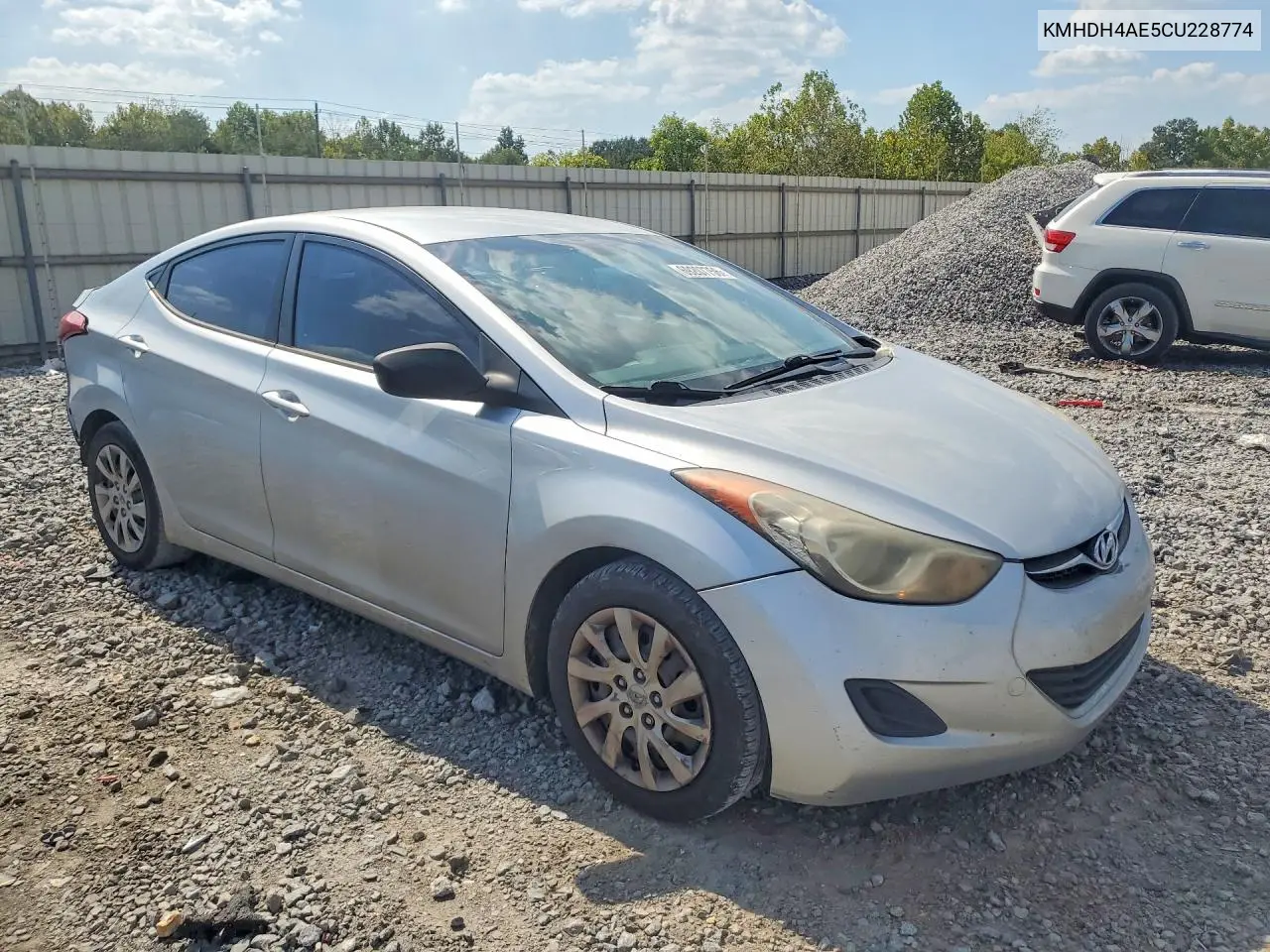 2012 HYUNDAI ELANTRA VIN KMHDH4AE5CU228774 — фото 4