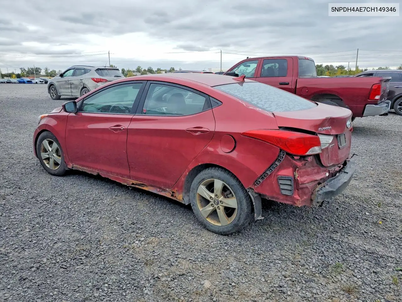 2012 HYUNDAI ELANTRA VIN 5NPDH4AE7CH149346 — фото 2