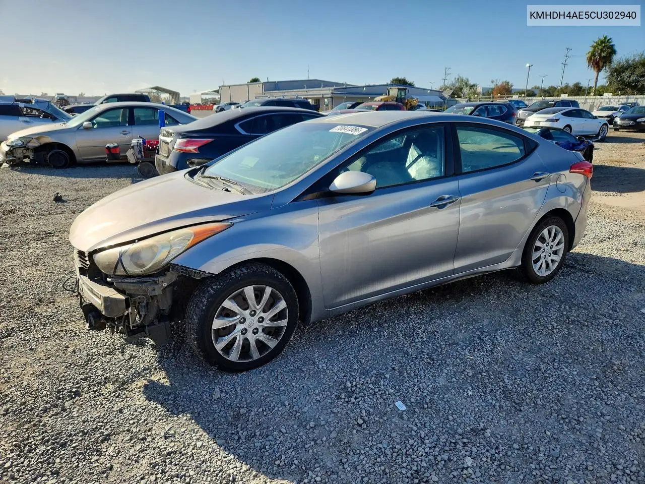 HYUNDAI ELANTRA 2012, VIN KMHDH4AE5CU302940