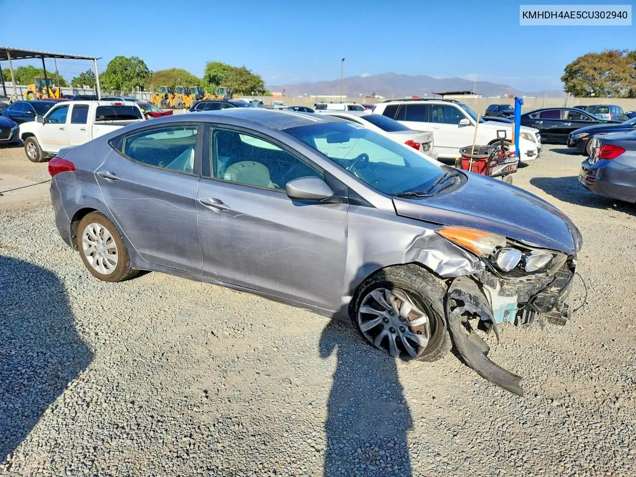 2012 HYUNDAI ELANTRA VIN KMHDH4AE5CU302940 — фото 4