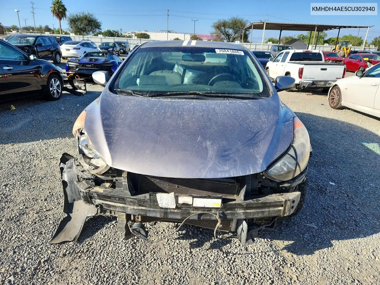 2012 HYUNDAI ELANTRA VIN KMHDH4AE5CU302940 — фото 5