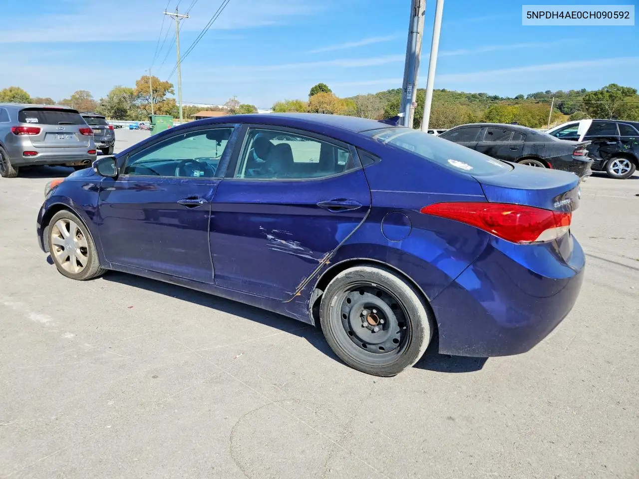 2012 HYUNDAI ELANTRA VIN 5NPDH4AE0CH090592 — фото 2