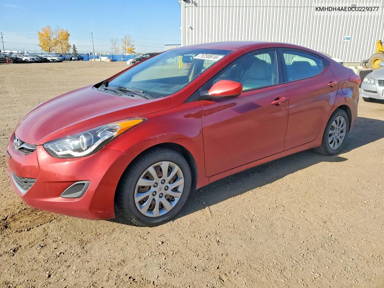 HYUNDAI ELANTRA 2012, VIN KMHDH4AE0CU229377