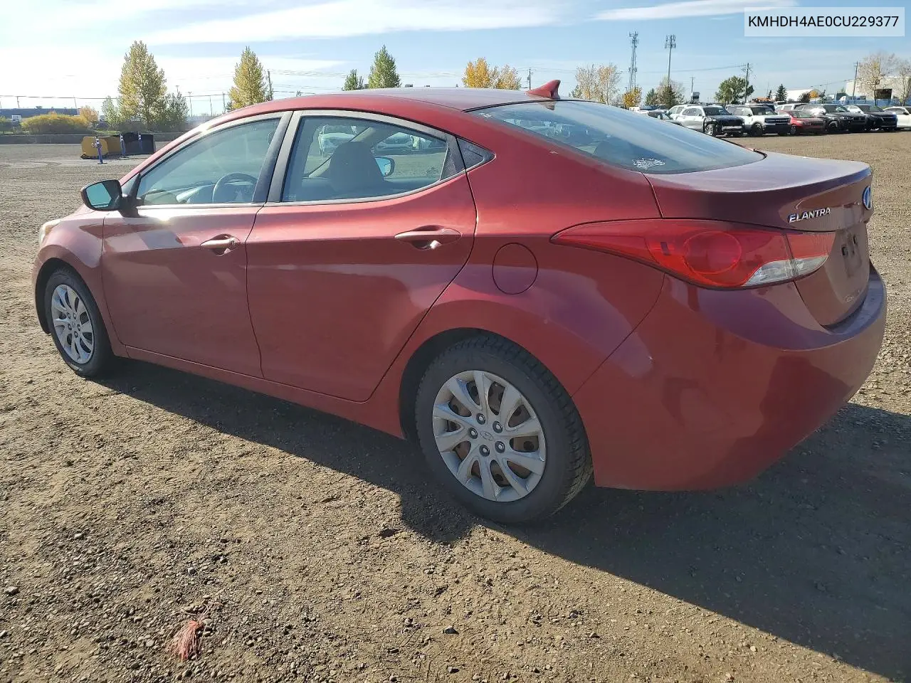 2012 HYUNDAI ELANTRA VIN KMHDH4AE0CU229377 — фото 2
