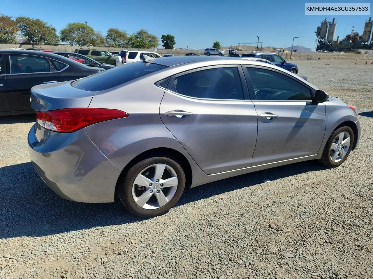2012 HYUNDAI ELANTRA VIN KMHDH4AE3CU357533 — фото 3