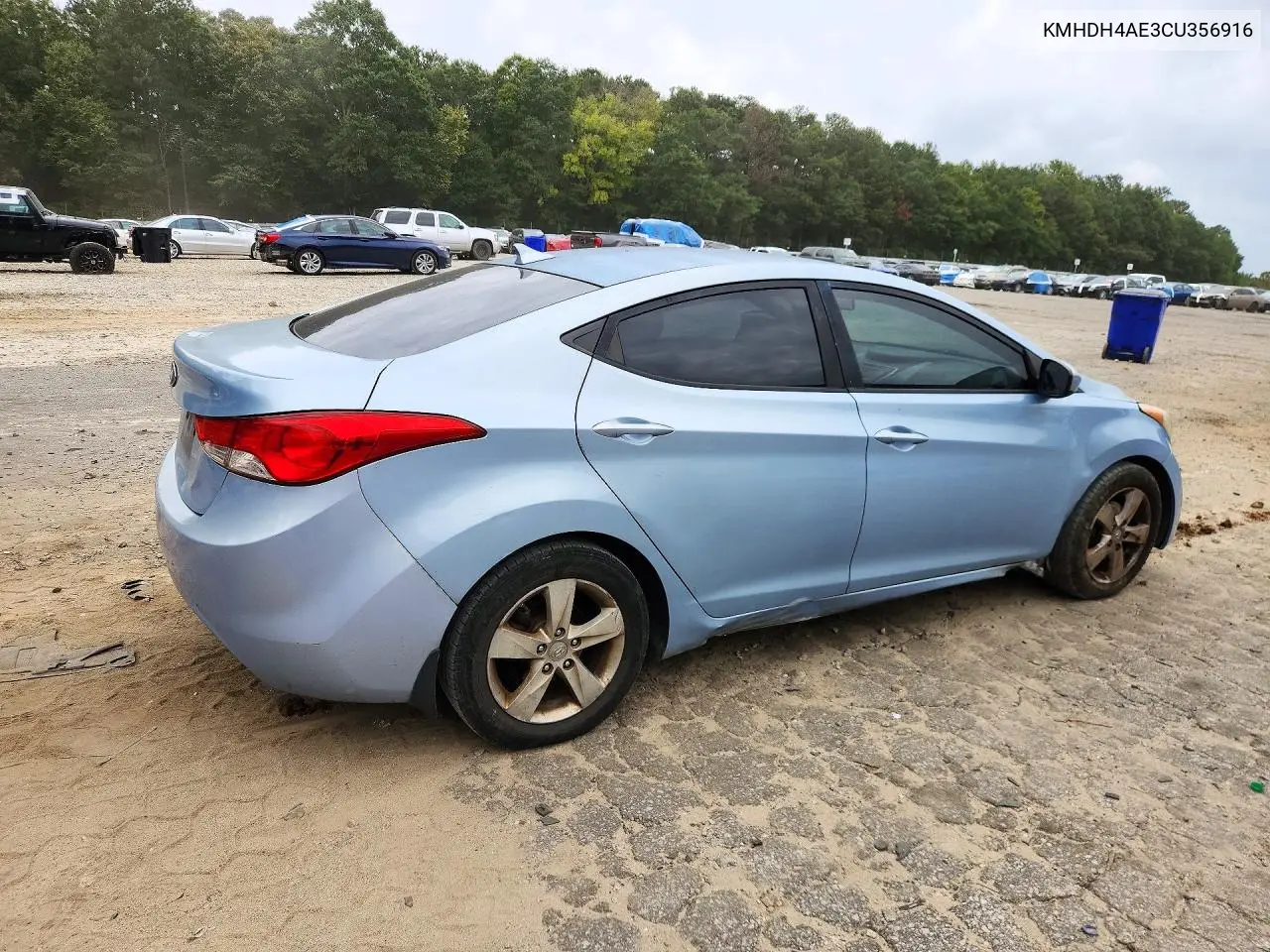 2012 HYUNDAI ELANTRA VIN KMHDH4AE3CU356916 — фото 3