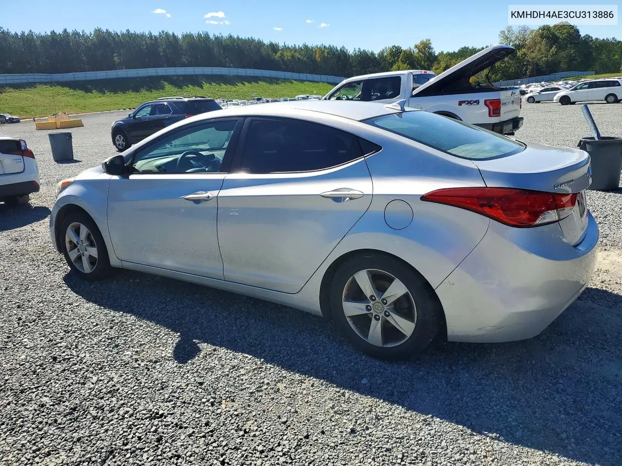 2012 HYUNDAI ELANTRA VIN KMHDH4AE3CU313886 — фото 2