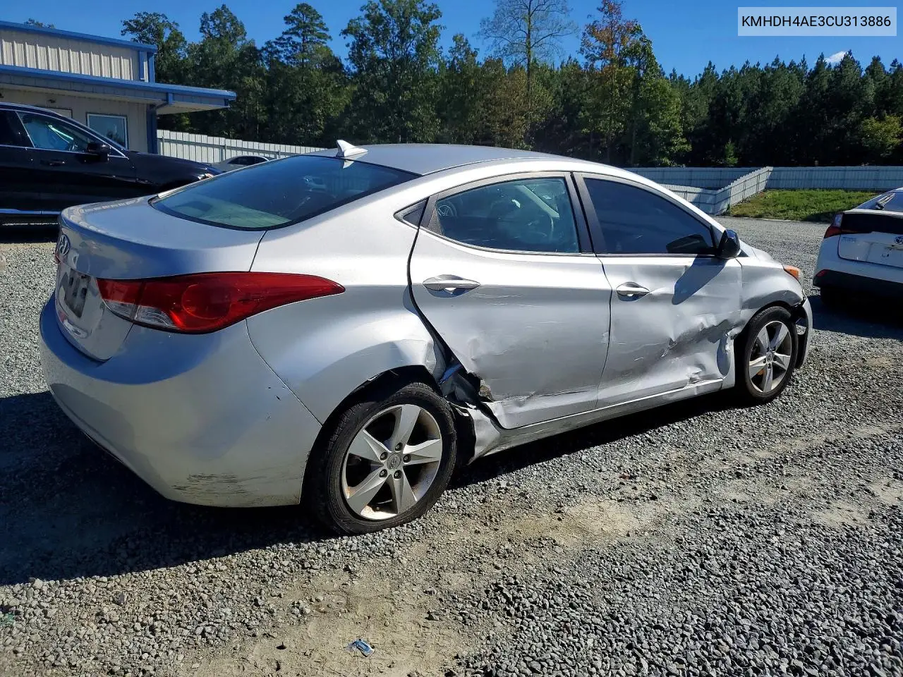 2012 HYUNDAI ELANTRA VIN KMHDH4AE3CU313886 — фото 3