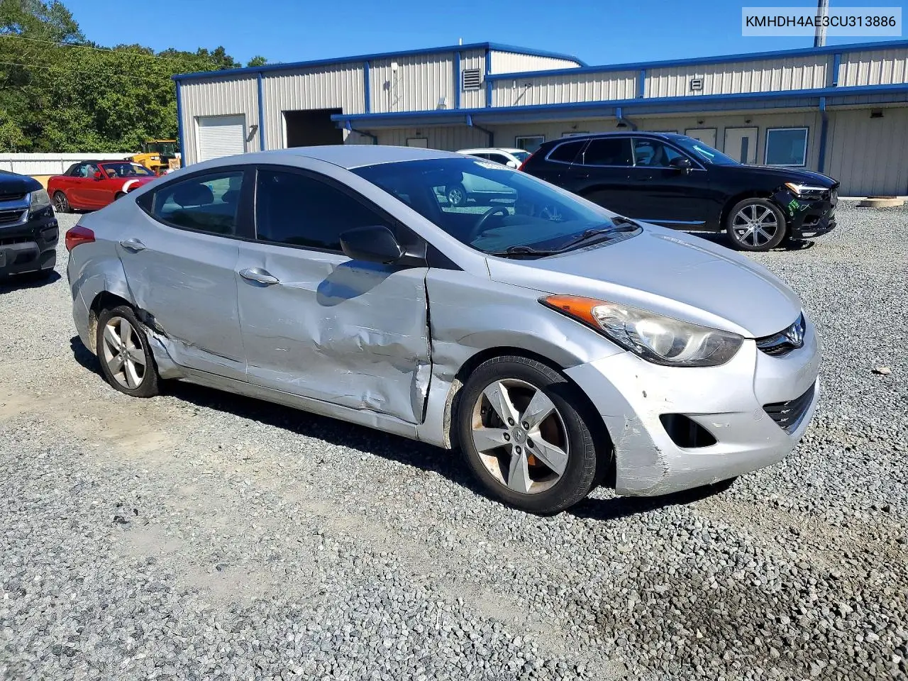 2012 HYUNDAI ELANTRA VIN KMHDH4AE3CU313886 — фото 4