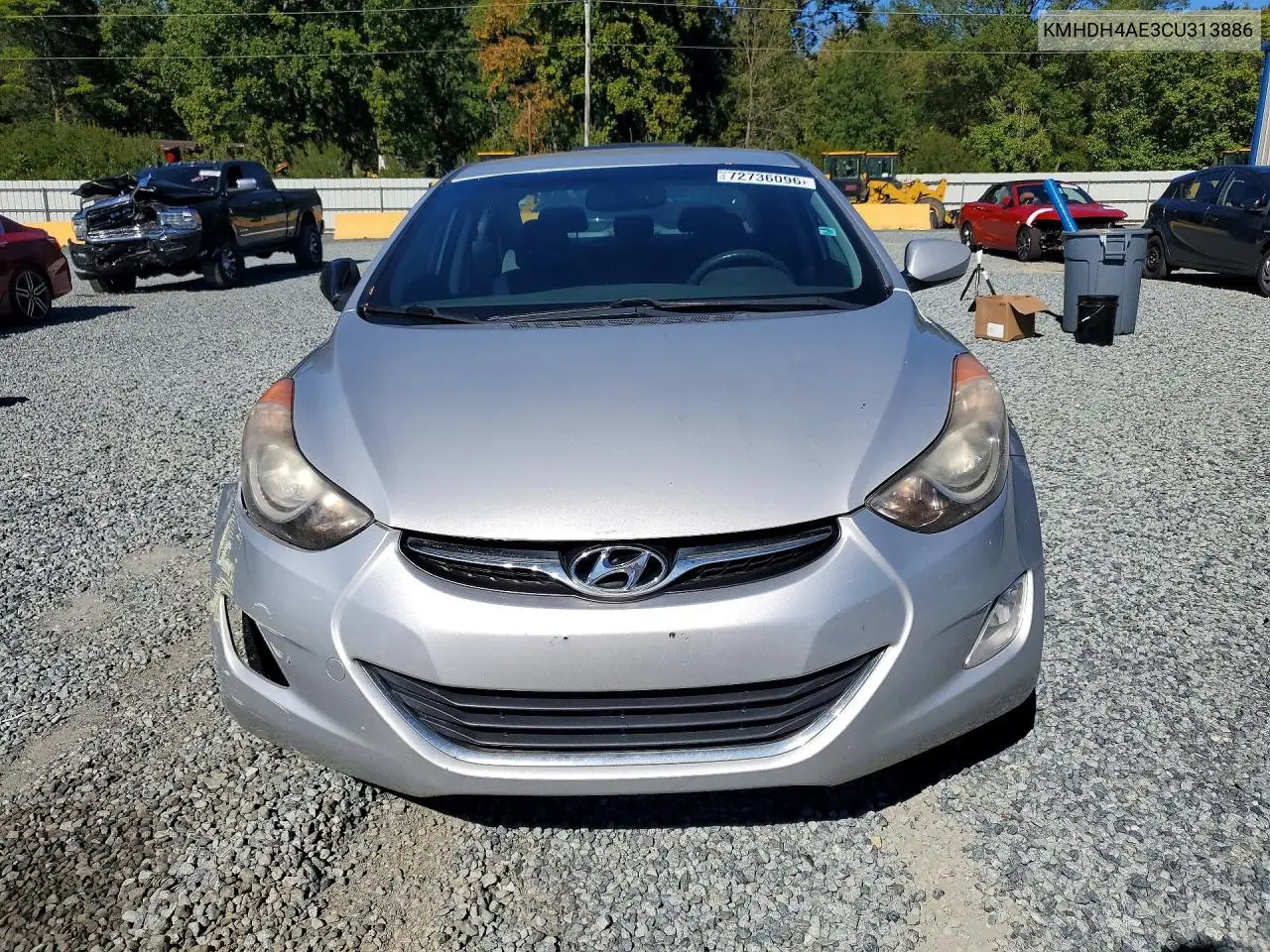 2012 HYUNDAI ELANTRA VIN KMHDH4AE3CU313886 — фото 5