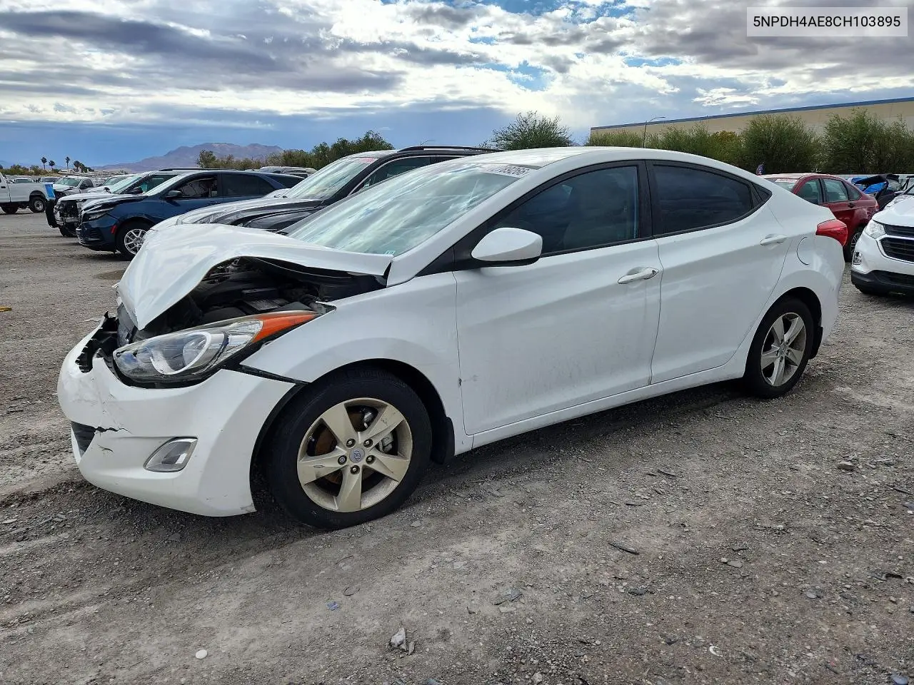 HYUNDAI ELANTRA 2012, VIN 5NPDH4AE8CH103895