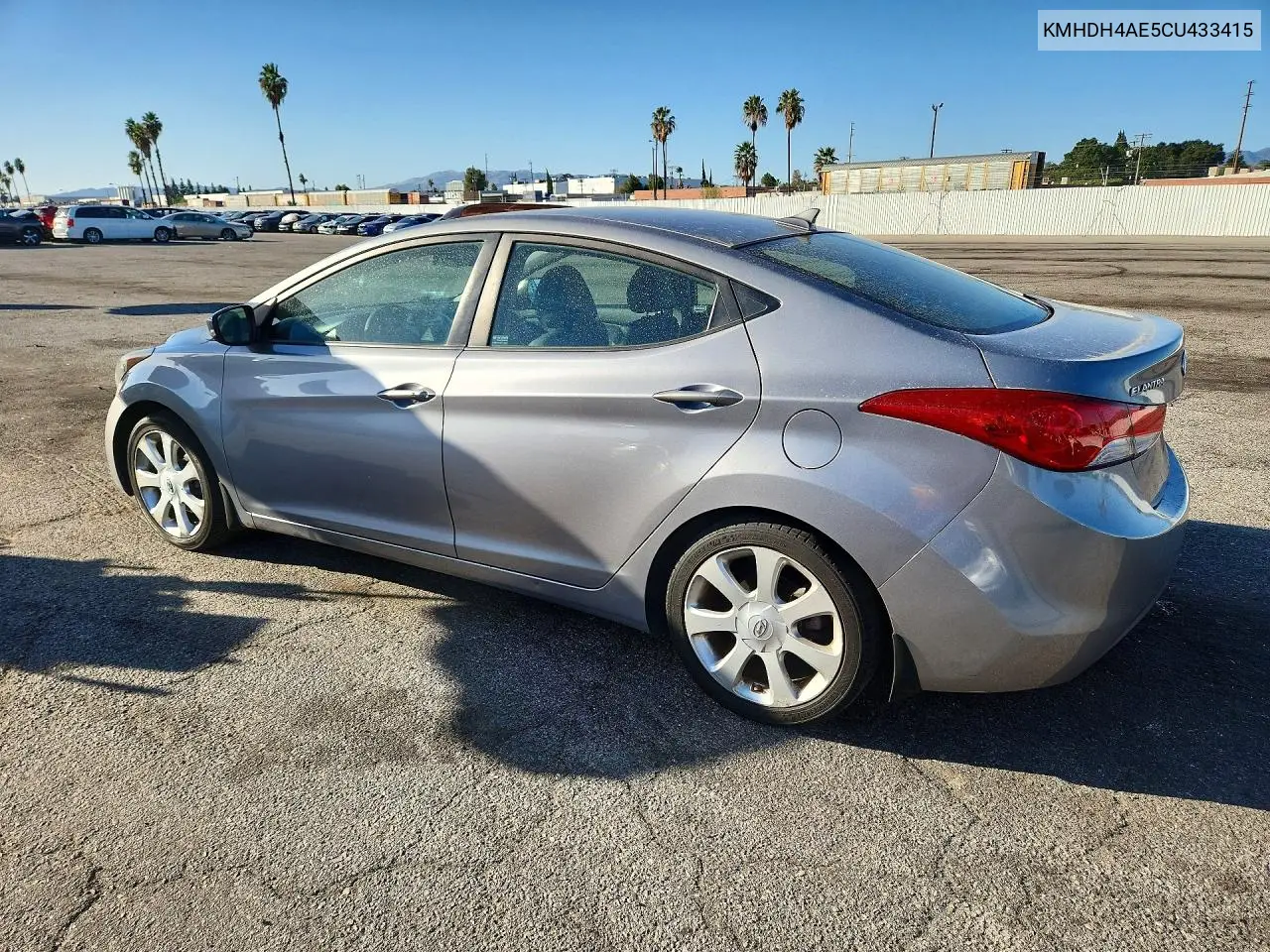 2012 HYUNDAI ELANTRA VIN KMHDH4AE5CU433415 — фото 2