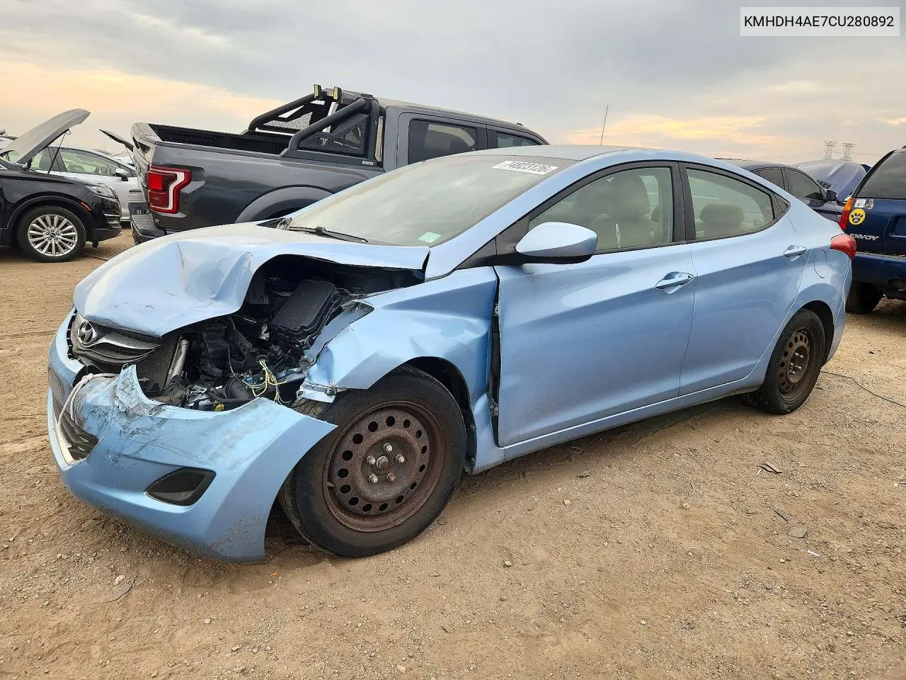 HYUNDAI ELANTRA 2012, VIN KMHDH4AE7CU280892
