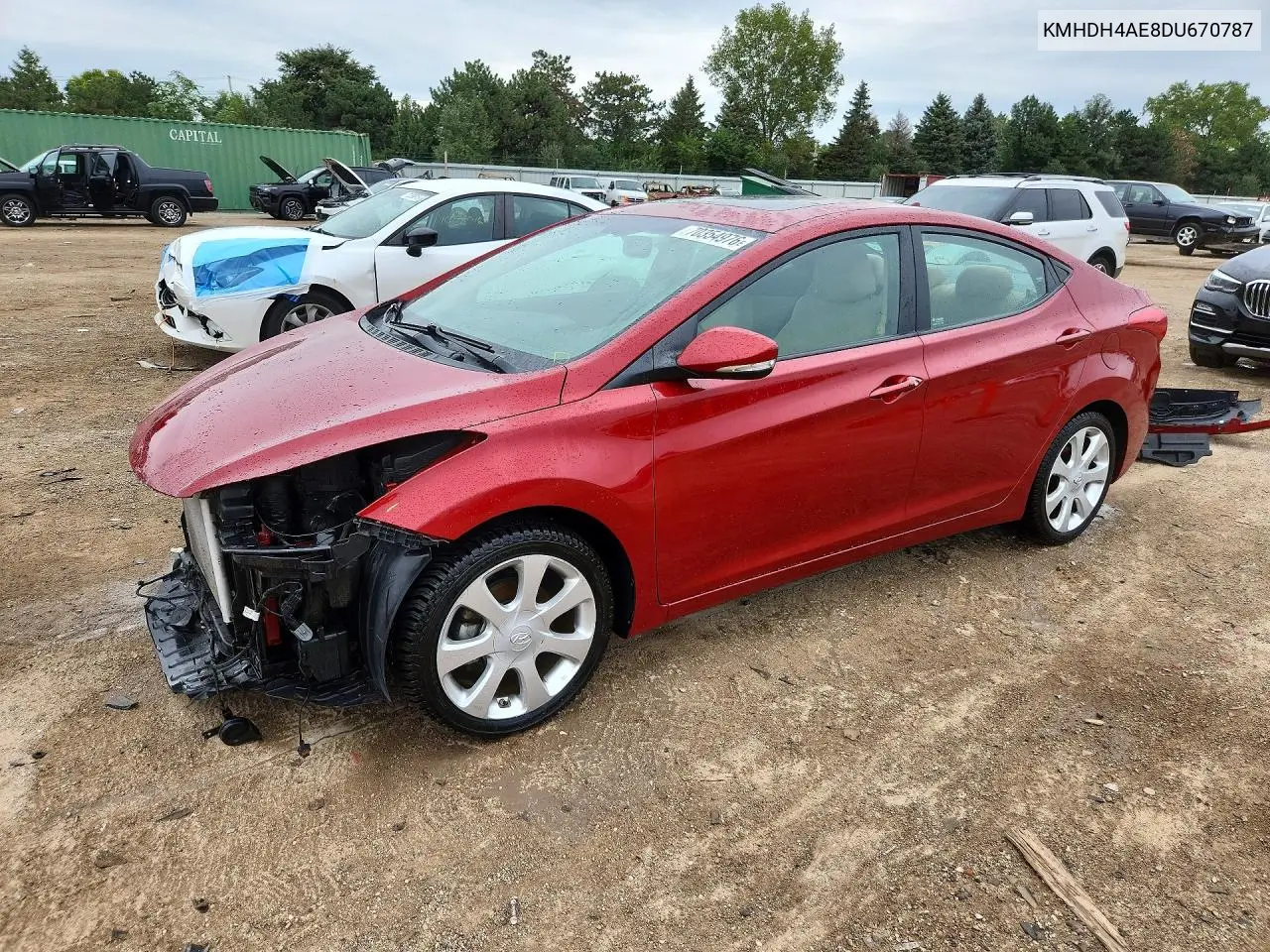 HYUNDAI ELANTRA 2013, VIN KMHDH4AE8DU670787