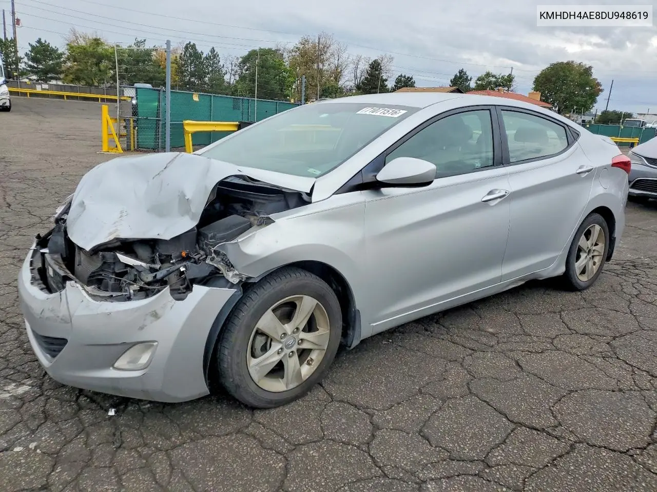 HYUNDAI ELANTRA 2013, VIN KMHDH4AE8DU948619